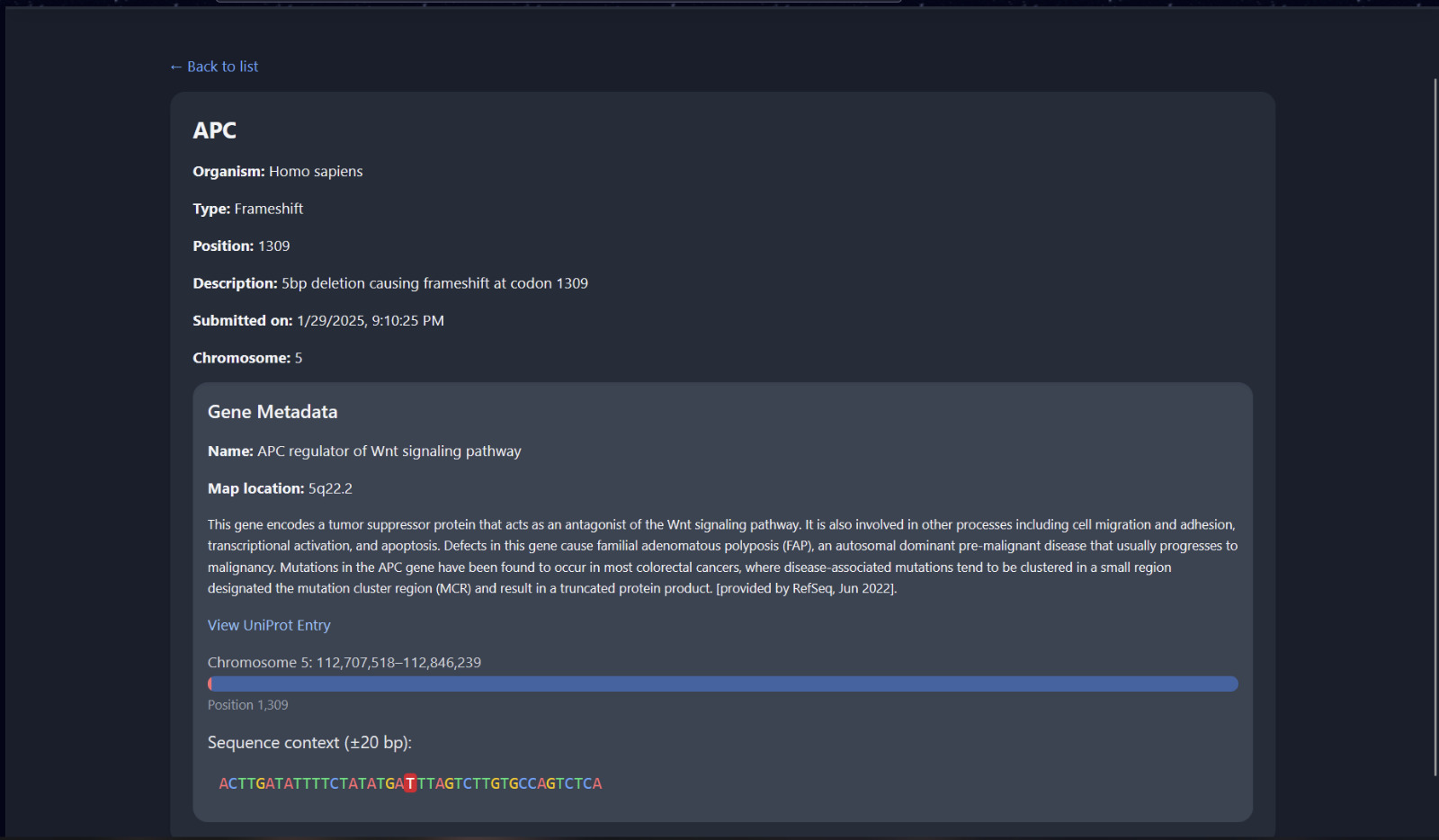 Gene Mutations Tracking and Analysis Portal
